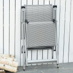 Chaise longue pliable dossier & repose - pied réglable multi - positions métal Époxy textilène gris Chaise longue pliable dossier & repose - pied réglable multi - positions métal Époxy textilène gris