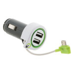 Chargeur de voiture avec cble et prise micro - usb + 2 usb - q2 power