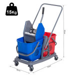 Chariot de lavage chariot de nettoyage professionnel presse  mchoire 2 seaux 25 l 73l x 45l x 92h cm ...
