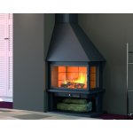 Cheminé de coin gauche avec porte + base et foyer acier ch57r - pc - antracite Cheminé de coin gauche avec porte + base et foyer acier ch57r - pc - antracite