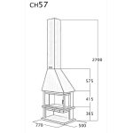 Cheminé de coin gauche avec porte + base et foyer plaque réfractaire ch57r - pc - antracite Cheminé de coin gauche avec porte + base et foyer plaque réfractaire ch57r - pc - antracite