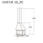 Cheminé suspendue de coin gauche avec porte + foyer acier ch57 - r1 - pc - anthracite Cheminé suspendue de coin gauche avec porte + foyer acier ch57 - r1 - pc - anthracite