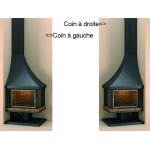 Cheminée anthracite de coin gauche avec porte + base et foyer refractaire ch80 Cheminée anthracite de coin gauche avec porte + base et foyer refractaire ch80
