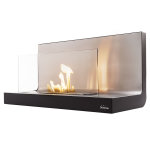 Chemine bio thanol mural en verre et inox