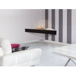 Chemine biothanol d'angle en inox laqu noir avec cran de scurit en verre tremp