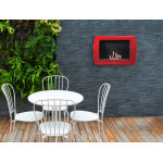 Chemin�e bio�thanol murale avec face avant incurv�e couleur rouge