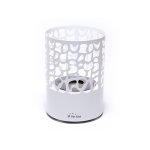 Chemine biothanol de table design de forme ronde en acier maill blanc
