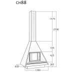 Cheminée frontale avec porte + base et foyer fonte ch88 - anthracite Cheminée frontale avec porte + base et foyer fonte ch88 - anthracite