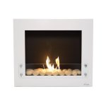 Chemine murale bio - thanol laque blanc avec verre de protection