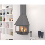 Chemine murale suspendue anthracite - avec porte et foyer acier ch57f1 - pc