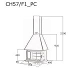 Chemine murale suspendue anthracite - avec porte et foyer plaque rfractaire ch57f1 - pc