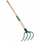 Croc  fumier - douille - 4 dents - manche en bois pomme