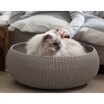 Curver panier de couchage rond aspect tricot cozy pet bed - pour chat et chiot