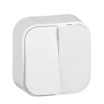 Double interrupteur ou va - et - vient saillie profil eco - blanc