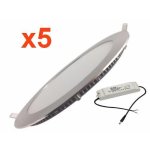 Downlight dalle led extra plate ronde alu 18w (pack de 5) - blanc froid 6000k - 8000k - silamp