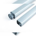 Emuca pied pour table, carr, rglable 710 - 730 mm, aluminium, anodis mat