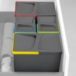 Emuca poubelles pour tiroir de cuisine, hauteur 266 mm, 2x7l, gris antracite
