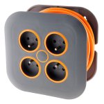 Enrouleur domestique 4 prises 2p + t 16a + coupe - circuit - gris / orange - zenitech