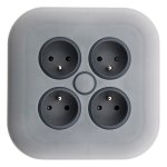 Enrouleur domestique 4 prises 2p + t 16a + coupe - circuit - gris - zenitech