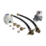 Ensemble détendeur 1, 3 kg / h + inverseur avec lyres pour 2 bouteilles butane - 20 / 150 Ensemble détendeur 1, 3 kg / h + inverseur avec lyres pour 2 bouteilles butane - 20 / 150