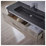 Ensemble meuble de salle de bain 80 cm curve d�cor ch�ne gris�