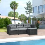 Ensemble salon de jardin 2 pices canap 3 places + pouf 7 coussins dhoussables inclus pp imitation ...