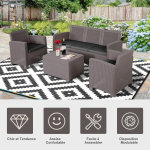 Ensemble salon de jardin 5 places grand confort table basse rangement intgr plastique pp imitation ...