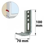 Equerre de fixation acier pr�peint, h. 100 x l. 70 x p. 30 mm