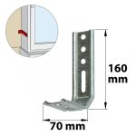 Equerre de fixation acier pr�peint, h. 160 x l. 70 x p. 30 mm