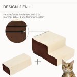 Escalier pour chien animaux rampe 2 / 3 marches dhoussable dim. 54l x 40l x 39h cm mousse haute densit ...