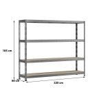 Etagre rack charge lourde - 4 plateaux - 220 x 60 cm