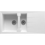 Evier en quartzolit granit alinéo 1, 5 bac 1 égouttoir 100 x50 blanc Evier en quartzolit granit alinéo 1, 5 bac 1 égouttoir 100 x50 blanc