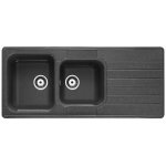 Evier en quartzolit granit flora 2 bacs 1 égouttoir 116x50 noir Evier en quartzolit granit flora 2 bacs 1 égouttoir 116x50 noir