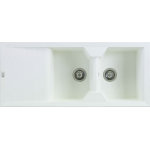 Evier en quartzolit granit victoria 2 bacs 1 �gouttoir 116x50 blanc