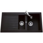 Ewi evier cuisine a encastrer 1, 5 bac + 1 egouttoir spirelle - resine - 100 x 50 cm - noir Ewi evier cuisine a encastrer 1, 5 bac + 1 egouttoir spirelle - resine - 100 x 50 cm - noir