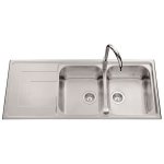 Ewi evier cuisine a encastrer 2 bacs + 1 egouttoir saphir - inox - 116 x 50 cm
