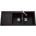Ewi evier cuisine a encastrer 2 bacs + 1 egouttoir spirelle - resine - 116 x 50 cm - noir Ewi evier cuisine a encastrer 2 bacs + 1 egouttoir spirelle - resine - 116 x 50 cm - noir
