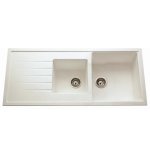 Ewi evier cuisine a encastrer 2 bacs + 1 egouttoir topaze - granit - 116 x 50 cm - blanc Ewi evier cuisine a encastrer 2 bacs + 1 egouttoir topaze - granit - 116 x 50 cm - blanc