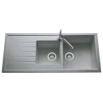 Ewi evier cuisine a encastrer 2 bacs + 1 egouttoir topaze - granit - 116 x 50 cm - gris