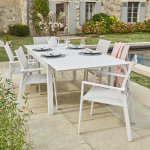 Fauteuil en aluminium et textil�ne blanc / beige