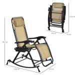 Fauteuil � bascule rocking chair pliable chaise longue z�ro gravit� 2 en 1 plateau porte gobelet t�ti�re ...