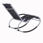 Fauteuil chaise longue À bascule design contemporain dim. 120l x 61l x 88h cm alu. polyester noir Fauteuil chaise longue À bascule design contemporain dim. 120l x 61l x 88h cm alu. polyester noir