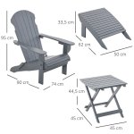 Fauteuil de jardin adirondack pliable avec repose - pied et table basse bois sapin traité gris Fauteuil de jardin adirondack pliable avec repose - pied et table basse bois sapin traité gris