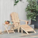 Fauteuil de jardin adirondack pliable avec repose - pied et table basse bois sapin trait naturel