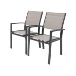 Fauteuil jardin alu / textilène tropic - phoenix - taupe - lot de 2 Fauteuil jardin alu / textilène tropic - phoenix - taupe - lot de 2