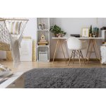 Flokati en laine - couvre - lit, plaid gris 200x210 cm