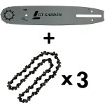 Guide 10 pouces (26 cm) avec lot de 3 chaînes 40 maillons pour tronçonneuse Élagueuse 25 cm3 Guide 10 pouces (26 cm) avec lot de 3 chaînes 40 maillons pour tronçonneuse Élagueuse 25 cm3
