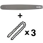 Guide 20 pouces (50 cm) avec lot de 3 cha�nes 76 maillons pour tron�onneuse