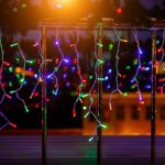 Guirlande led rideaux 220v 2m ip44 120 led - multicolore ( + transfo) - silamp