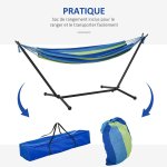 Hamac de jardin avec support en métal Époxy hamac sur pied 1 place charge max. 120 kg sac transport bleu ... Hamac de jardin avec support en métal Époxy hamac sur pied 1 place charge max. 120 kg sac transport bleu ...